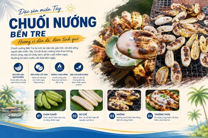 Đặc sản Bến Tre gồm kẹo dừa, món từ dừa và trái cây miệt vườn