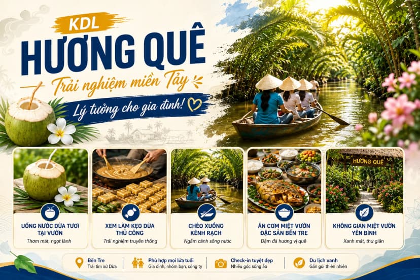 Khu du lịch Hương Quê Bến Tre dành cho gia đình