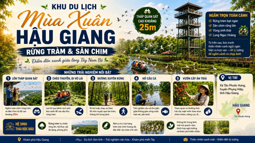 Khu Du Lịch Mùa Xuân Hậu Giang: Rừng Tràm & Sân Chim