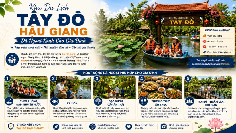 Khu Du Lịch Tây Đô Hậu Giang: Dã Ngoại Xanh Cho Gia Đình