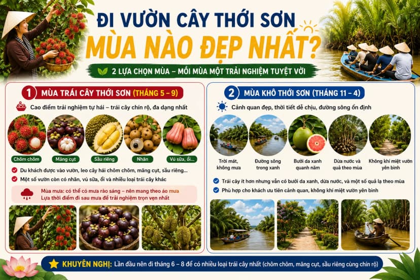 Kinh nghiệm lựa chọn thời điểm tham quan Cù lao Thới Sơn