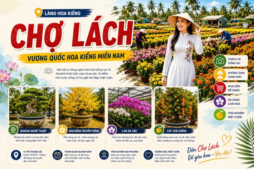 Làng hoa kiểng Chợ Lách vào mùa hoa cận Tết