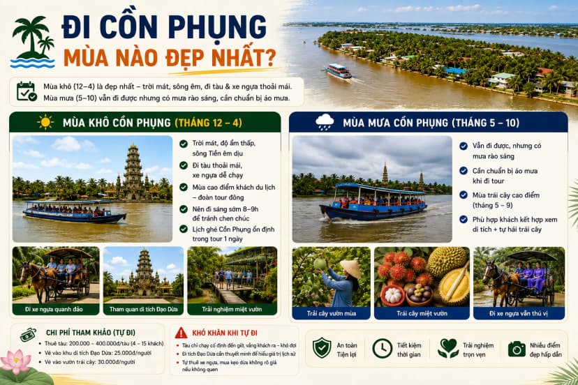 Thời điểm tham quan Cồn Phụng