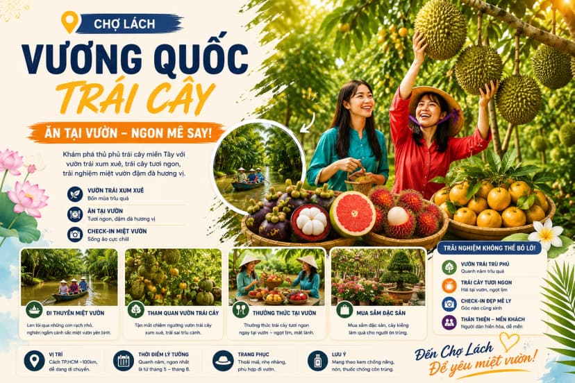 Vườn trái cây Chợ Lách Bến Tre vào mùa trái chín