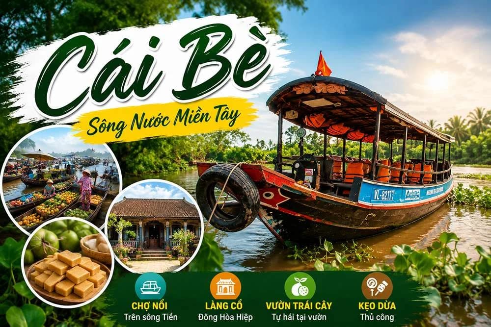 KDL Cái Bè Tiền Giang: Trải nghiệm chợ nổi, làng cổ và miệt