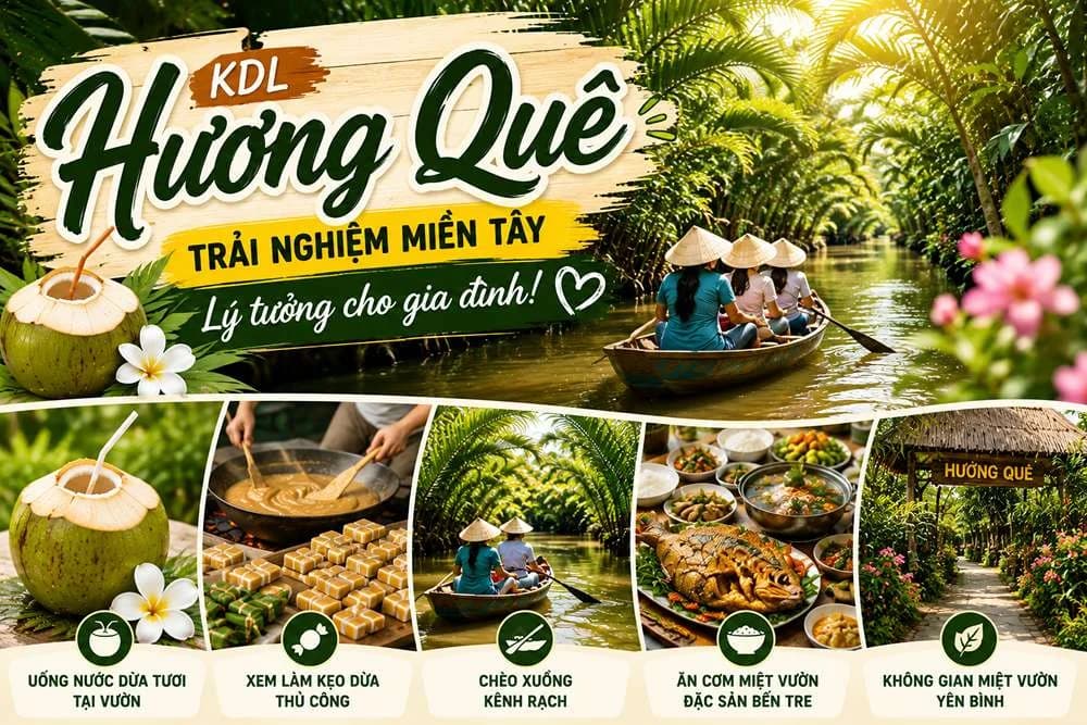 KDL Hương Quê Bến Tre: Trải Nghiệm Miền Tây Độc Đáo Cho Gia