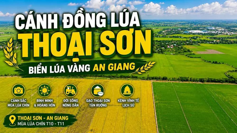 Cánh Đồng Lúa Thoại Sơn An Giang: Mùa Vàng Tháng 10-11 Đẹp