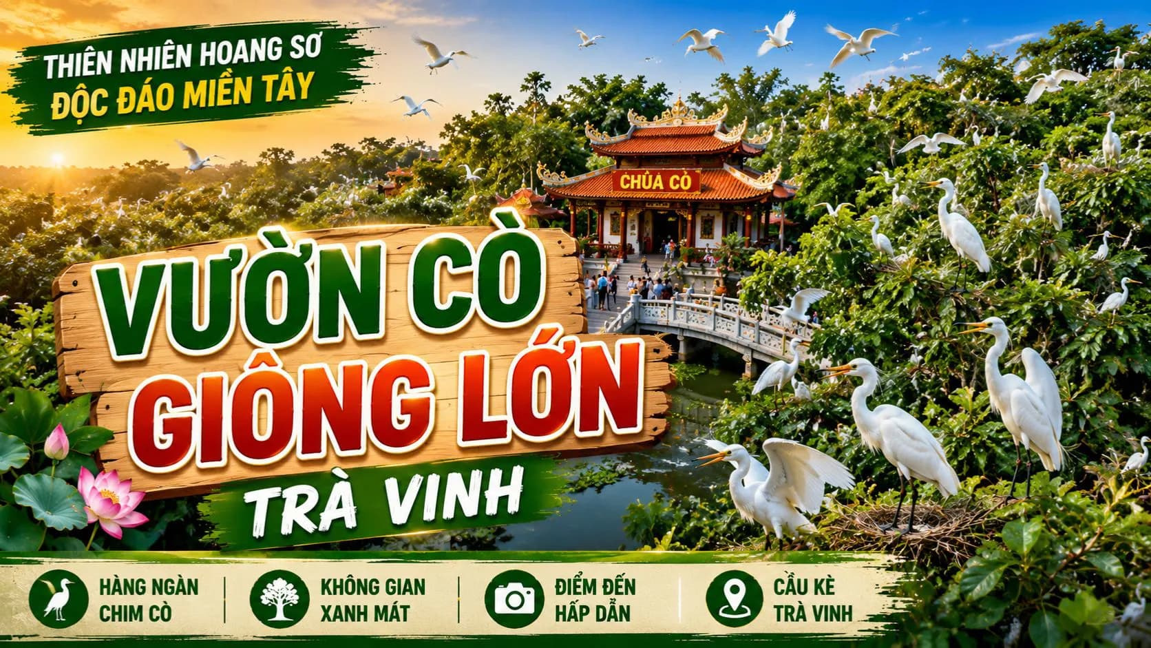 Vườn Cò Giồng Lớn Trà Vinh: Trải Nghiệm Chùa Cổ và Thiên