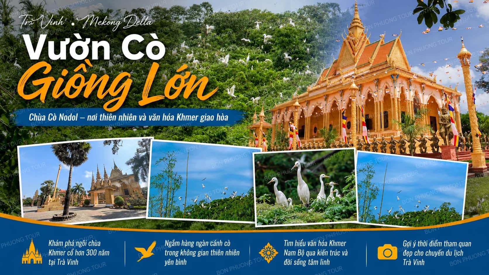 Vườn Cò Giồng Lớn Trà Vinh: Chùa Cò Nodol Hơn 300 Năm Có Gì Đẹp?