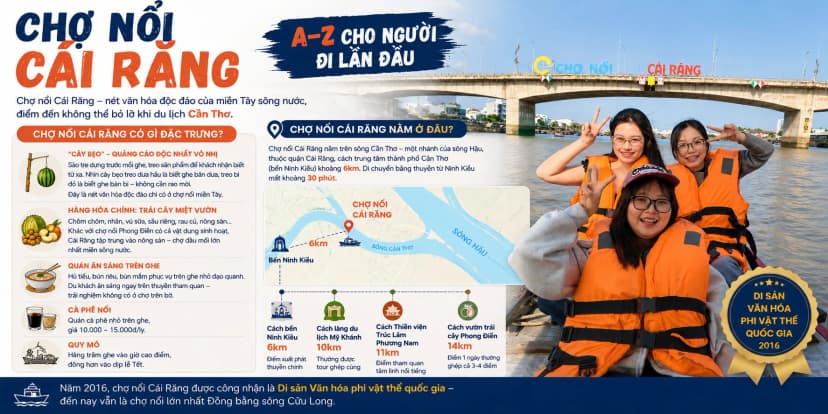 Thuyền tham quan chợ nổi Cái Răng Cần Thơ vào buổi sáng