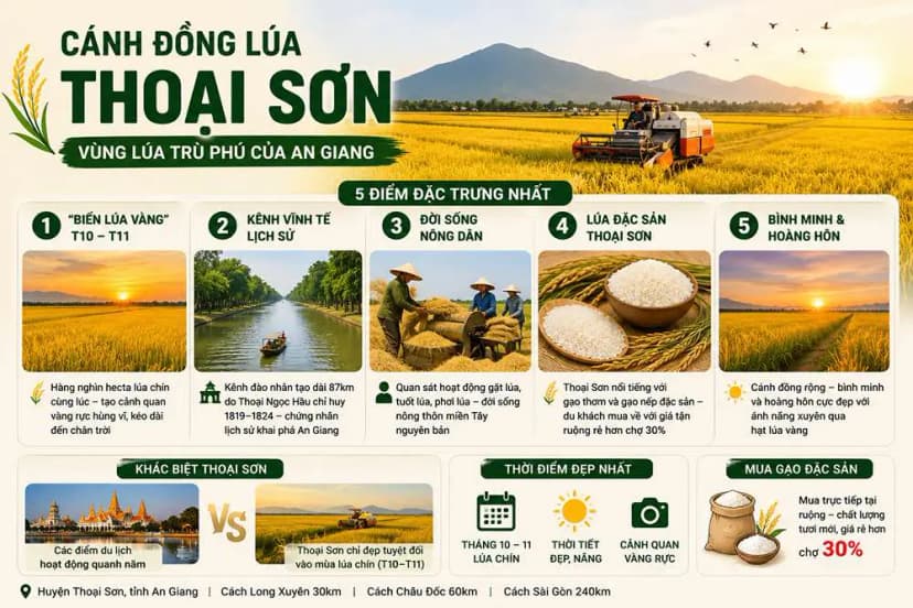 Khung cảnh đồng lúa tại khu vực Thoại Sơn