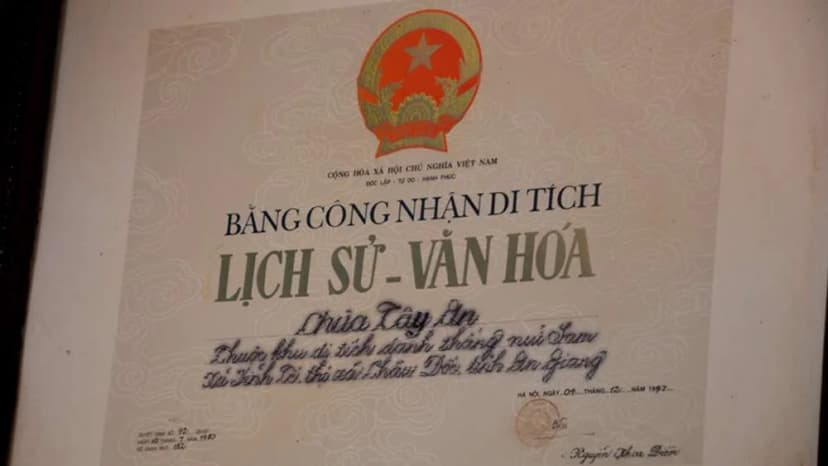 Giấy khen di tích Lịch sử - Văn hoá chùa Tây An