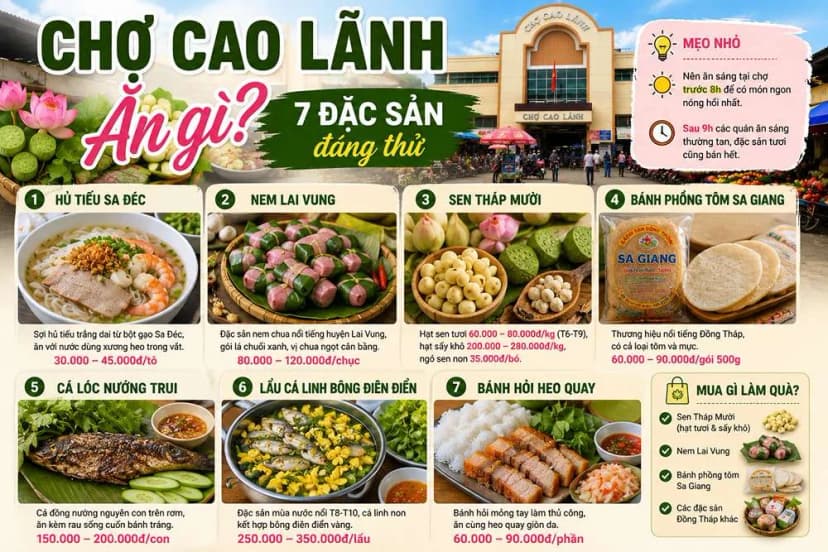 Chợ Cao Lãnh ăn gì? 7 đặc sản đáng thử