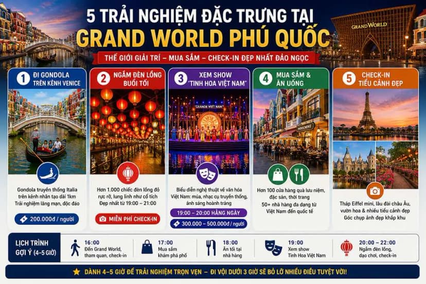 Trải nghiệm đặc trưng tại Grand World Phú Quốc