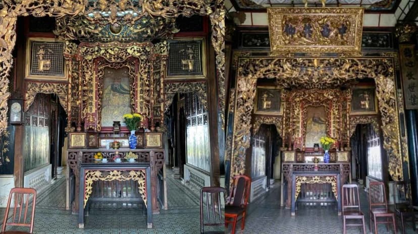 Hoa văn, họa tiết chạm khắc và nội thất bên trong Nhà cổ Huỳnh Thủy Lê
