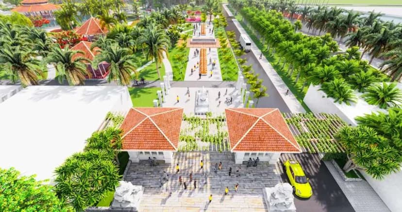 Khu vực lối đi vào khu du lịch Nhà Mát nhìn từ trên cao