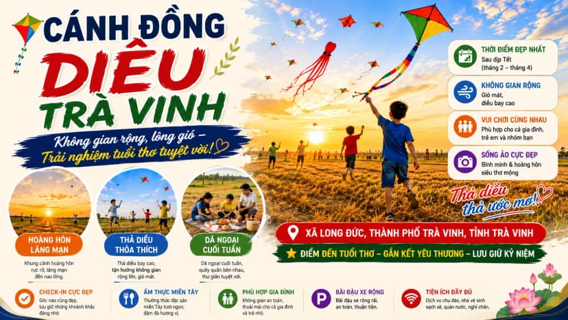 Cánh đồng diều Long Đức Trà Vinh