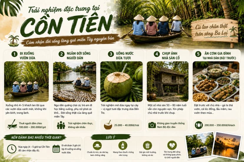 Trải nghiệm du lịch Cồn Tiên Bến Tre nguyên sơ