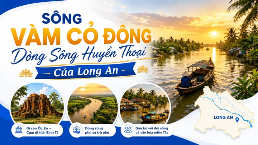Cảnh quan sông Vàm Cỏ Đông tại khu vực Long An cũ