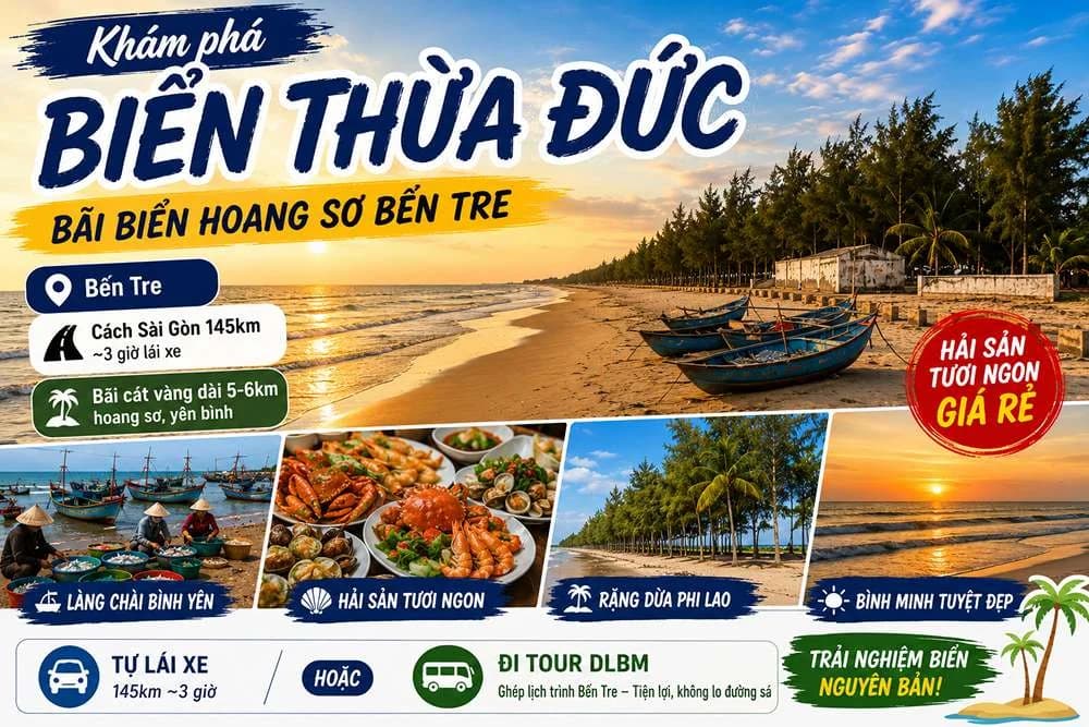 Biển Thừa Đức Bến Tre: Kinh Nghiệm Đi Bãi Biển Hoang Sơ