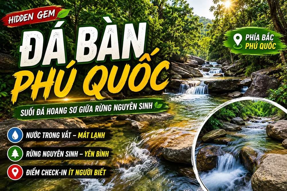 Đá Bàn Phú Quốc: Suối Hoang Sơ, Bể Nước Tự Nhiên Giữa Rừng