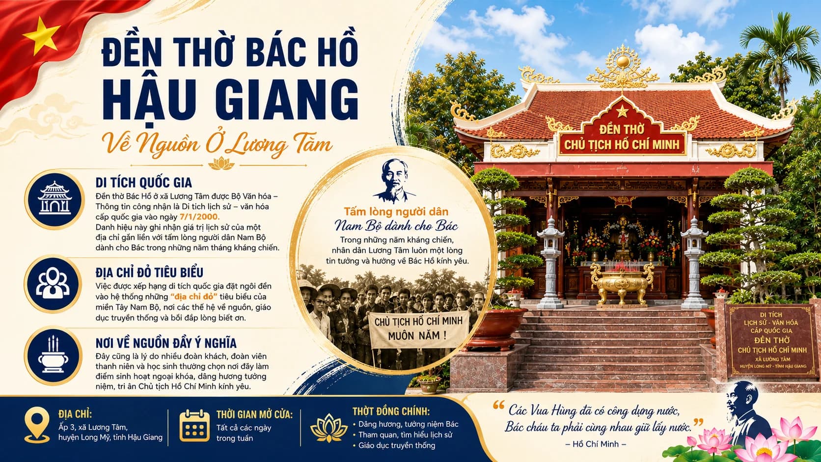 Đền Thờ Bác Hồ Hậu Giang: Địa Chỉ Đỏ Ở Lương Tâm