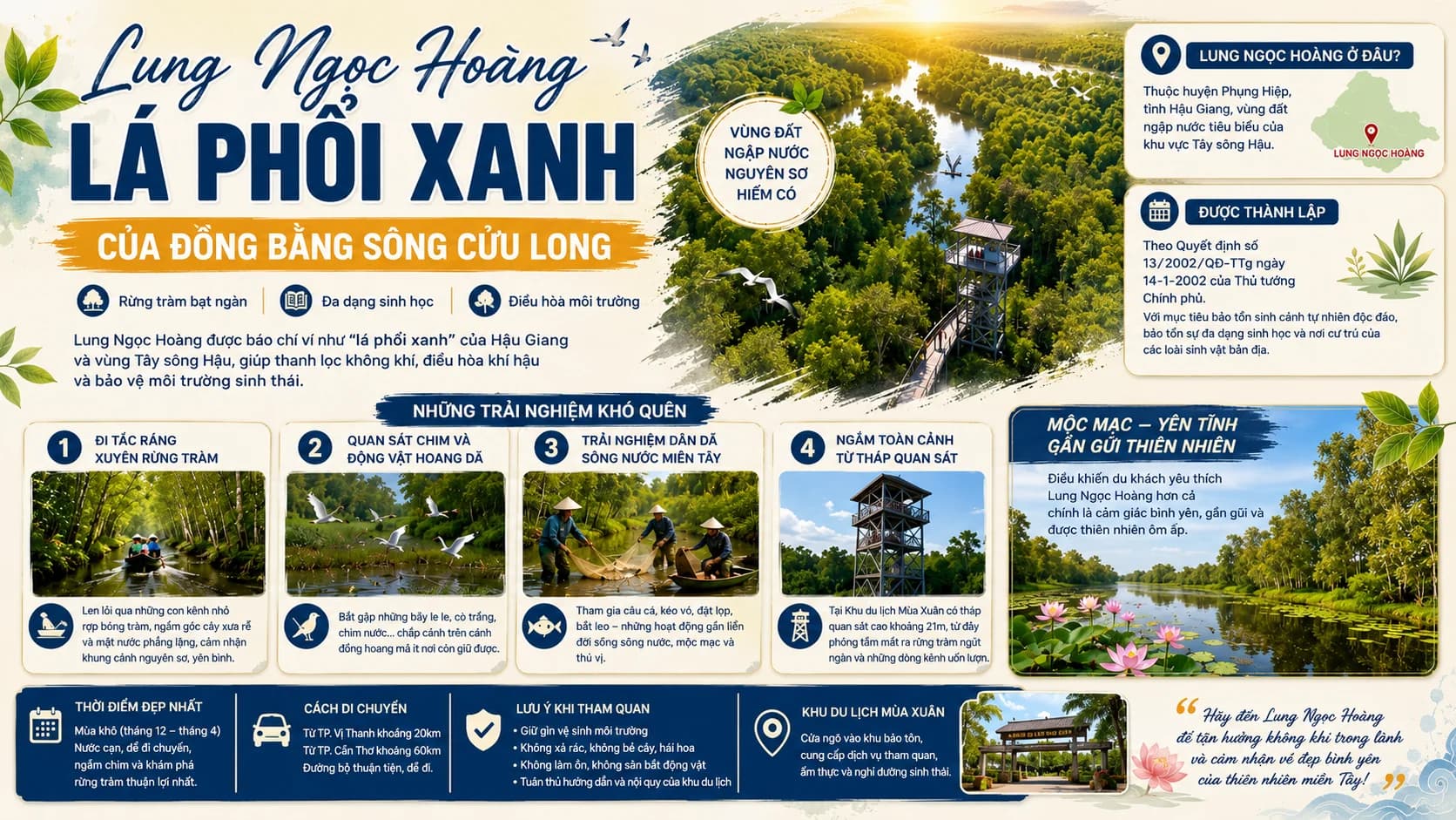 Lung Ngọc Hoàng: Cẩm nang khám phá lá phổi xanh Cần Thơ