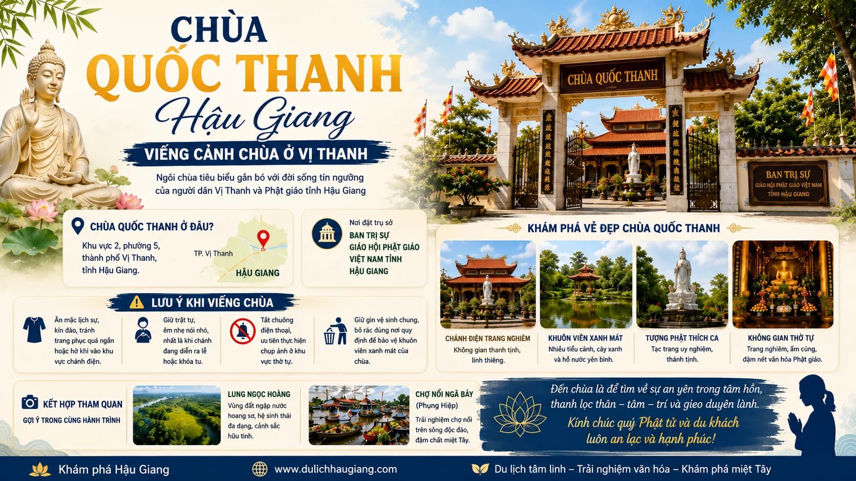 Chùa Quốc Thanh Hậu Giang: Địa Chỉ Mới Và Kinh Nghiệm Viếng Chùa