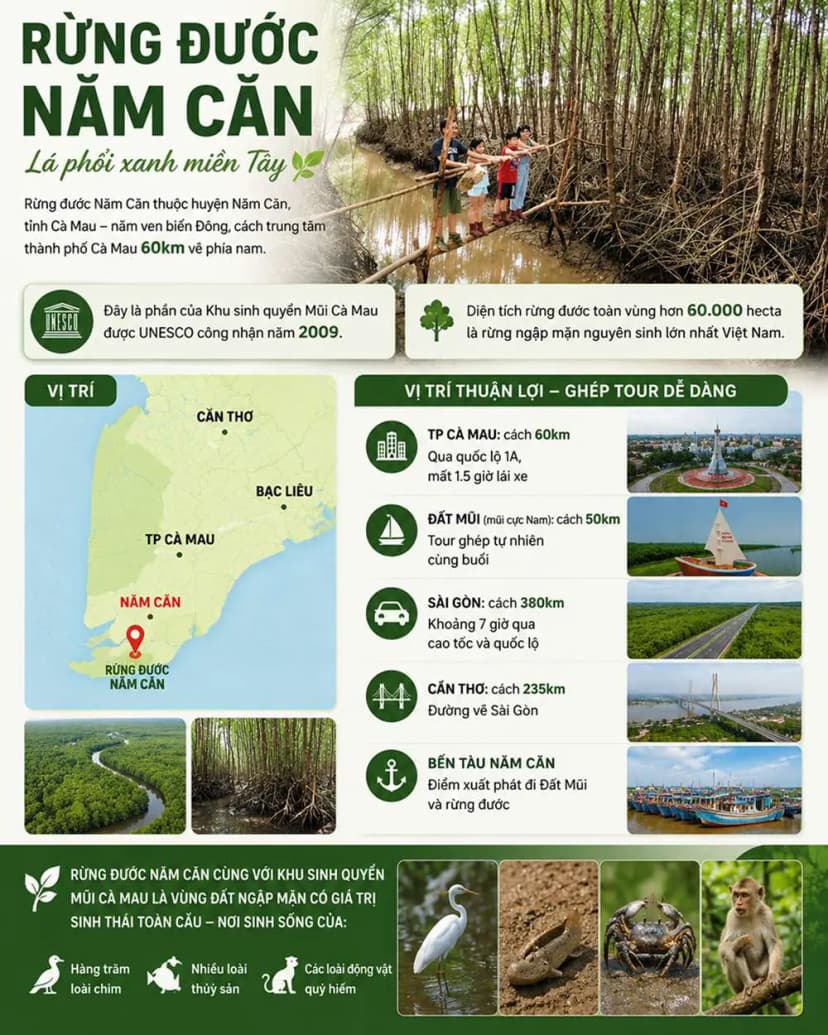 Rừng đước Năm Căn nằm ở đâu?