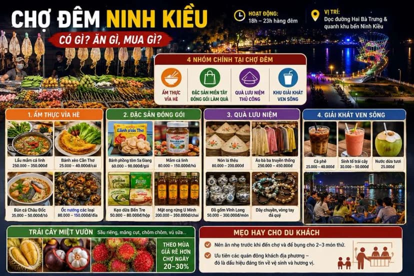 Chợ đêm Ninh Kiều có gì? Ăn gì, mua gì?