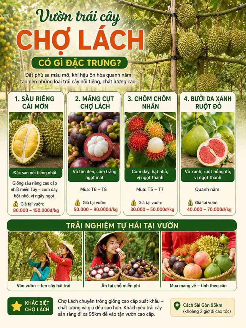 Vườn trái cây Chợ Lách có gì đặc trưng?