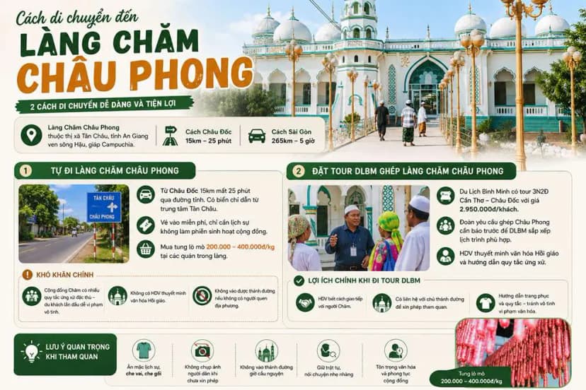 Cách di chuyển đến làng Chăm Châu Phong