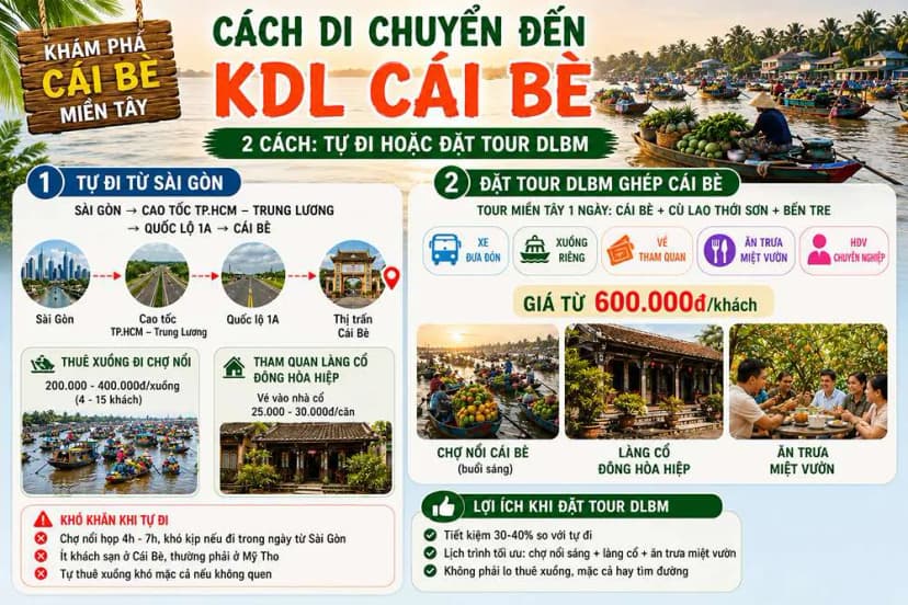 Phương án di chuyển và tham quan khu vực Cái Bè