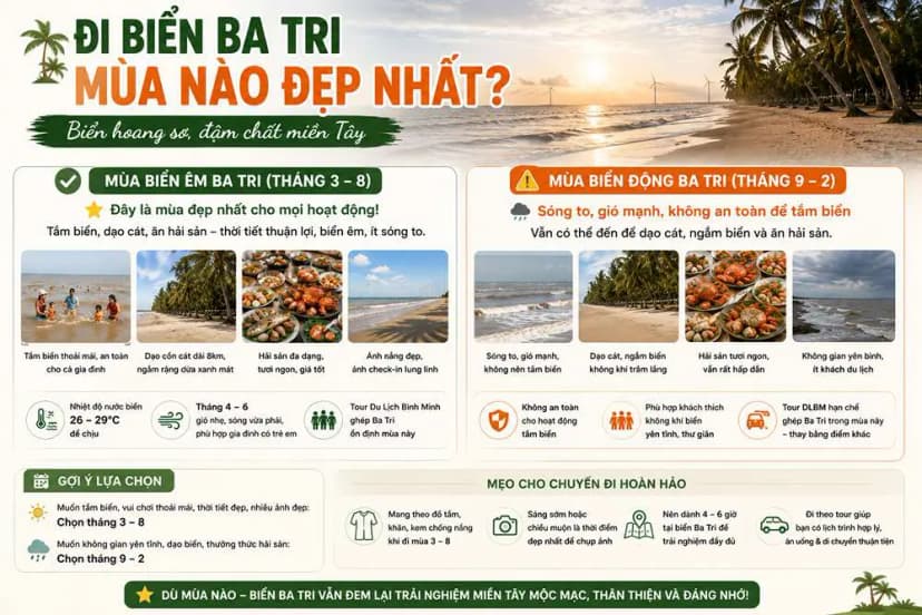 Khung cảnh biển Ba Tri vào ngày thời tiết thuận lợi