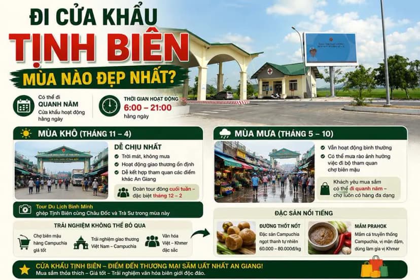 Đi cửa khẩu Tịnh Biên mùa nào đẹp nhất?