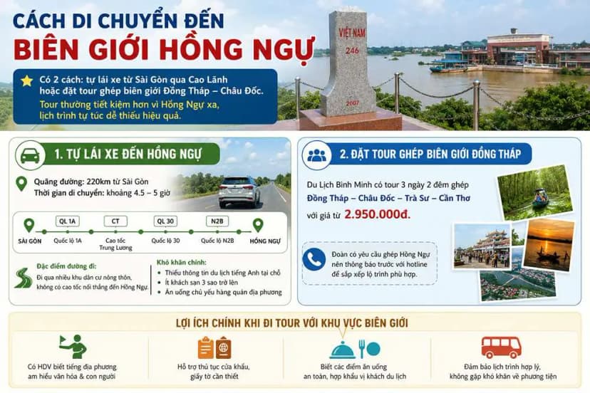 Cách di chuyển đến biên giới Hồng Ngự