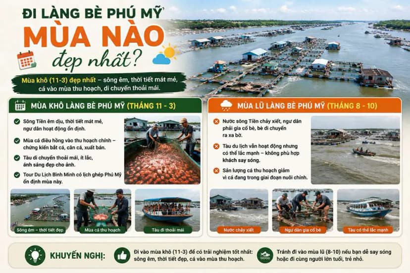 Đi làng bè Phú Mỹ mùa nào đẹp nhất?
