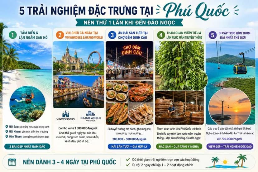 Trải nghiệm biển đảo và vui chơi tại Phú Quốc