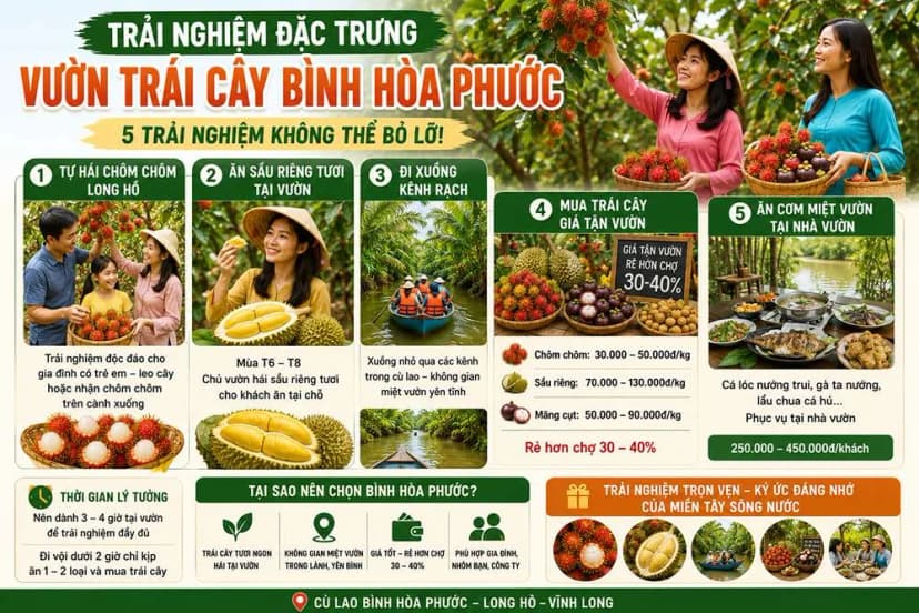Trải nghiệm đặc trưng tại vườn trái cây Bình Hòa Phước