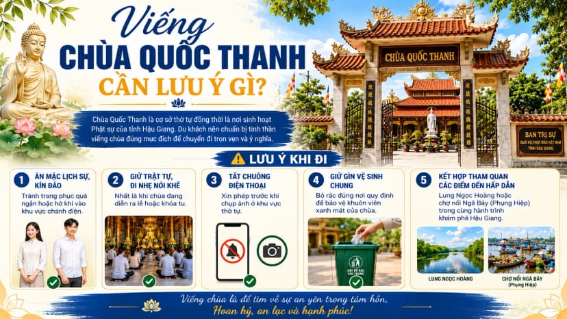 Không gian lễ Phật tại Chùa Quốc Thanh và lưu ý khi viếng chùa