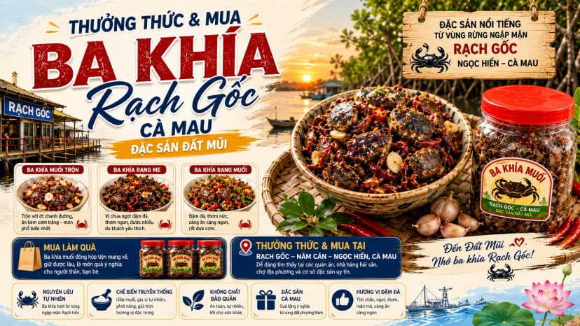 Ba khía muối Rạch Gốc dùng làm đặc sản Cà Mau