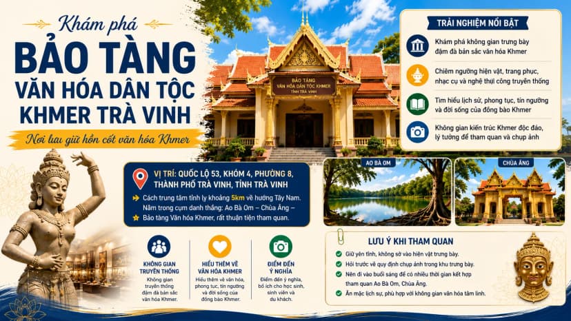 Không gian trưng bày tại Bảo tàng Văn hóa Khmer Trà Vinh