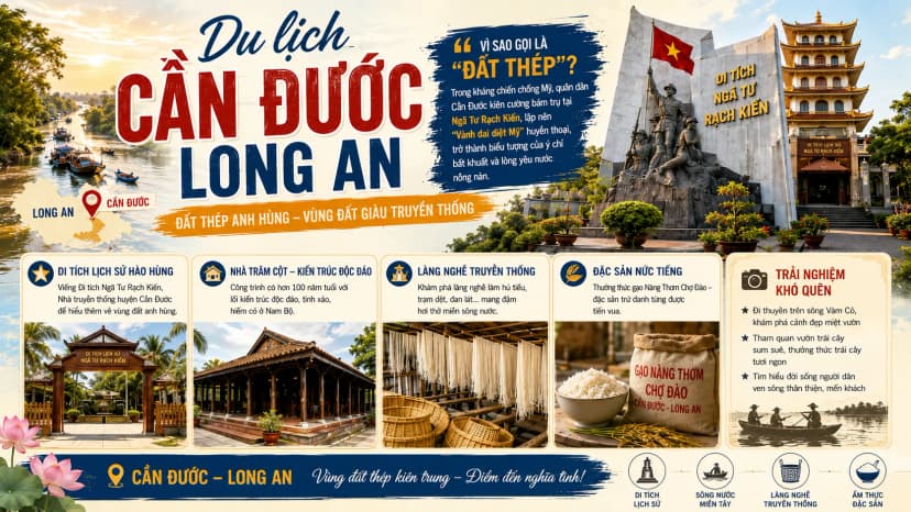 Du lịch Cần Đước Long An có gì, vì sao gọi là "đất thép"?