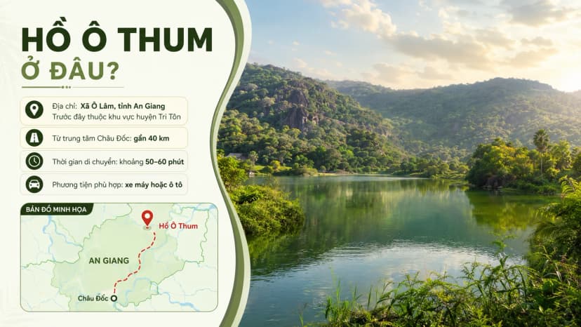 Vị trí và đường đi Hồ Ô Thum tại xã Ô Lâm, An Giang