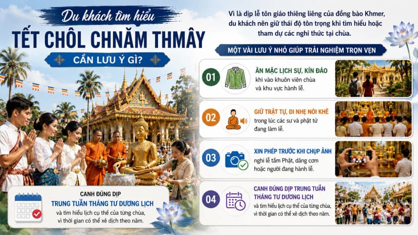 Không khí Tết Chôl Chnăm Thmây tại chùa Khmer Trà Vinh với người dân tham gia lễ hội