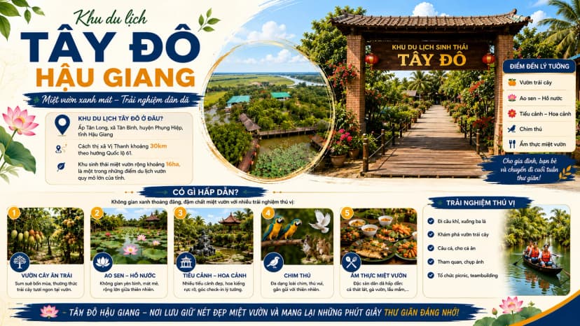 Không gian sinh thái tại Khu du lịch Tây Đô Hậu Giang