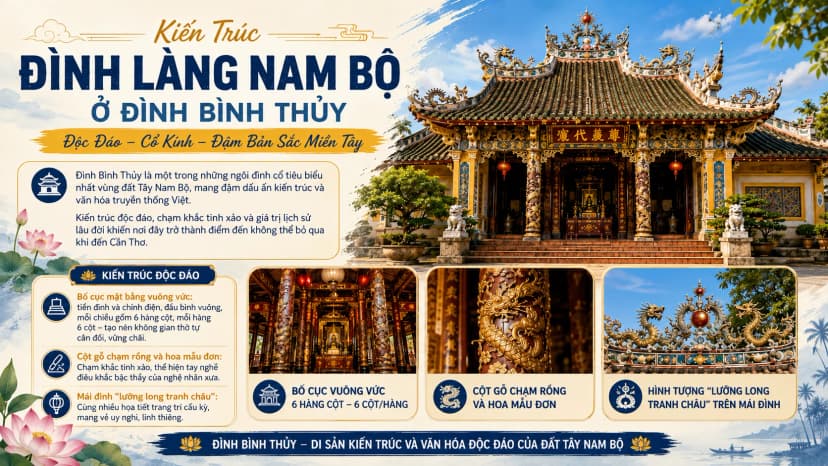 Kiến trúc đình làng Nam Bộ ở đình Bình Thủy độc đáo thế nào?