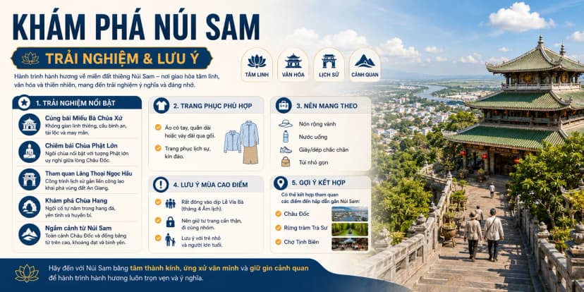 kinh nghiệm tham quan Núi Sam An Giang với các trải nghiệm tâm linh, trang phục và lưu ý hành hương