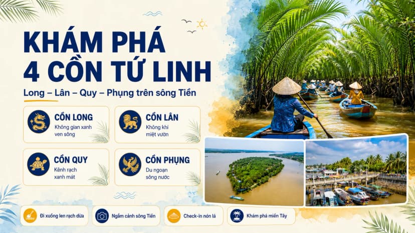Hình ảnh xuồng ba lá tại Cồn Lân Thới Sơn miền Tây