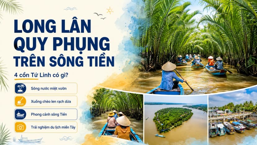 Du lịch 4 cồn Long Lân Quy Phụng trên sông Tiền